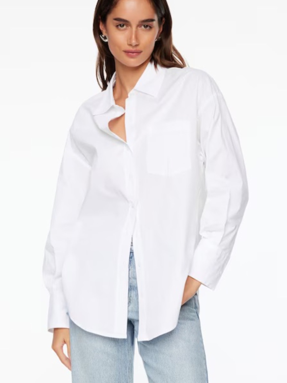 Dynamite Frida Oversized Poplin Button Up Shirt - Size M